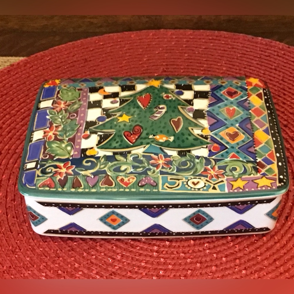Vintage Mikasa Japan Festive Theme Ceramic Lidded Box Designed by Jenny Faw